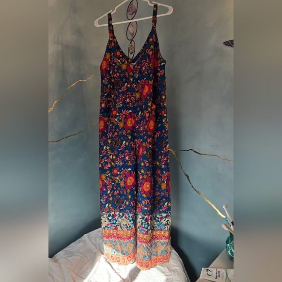 Natural Life Chelsea Floral Blue Jumpsuit NWOT - Picture 4 of 5